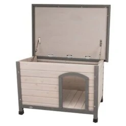 Trixie Classic Dog Kennel: Natura Flat Roof Kennel Size S-M: W 85 X D 60 X H 58 Cm, Grey -Zoo Plus 106028 pla trixie natura flachdach classic hs 07 1