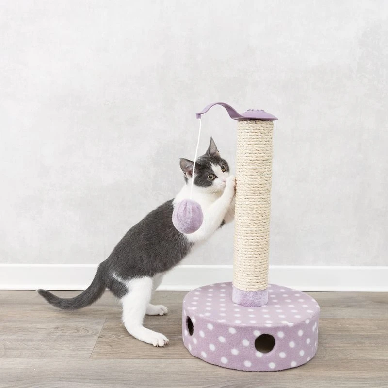 Trixie Junior Fleece Scratching Post Lilac / White 2 Trixie Junior Fleece Scratching Post Lilac / White - Image 2