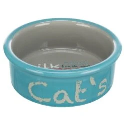 Trixie Eat On Feet Ceramic Bowl Set 2 X 300ml, 12cm Diameter (light Grey/dusky Pink/light Blue) -Zoo Plus 186534 trixie keramik napf set eat on feet hs3 8