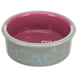Trixie Eat On Feet Ceramic Bowl Set 2 X 300ml, 12cm Diameter (light Grey/dusky Pink/light Blue) -Zoo Plus 186534 trixie keramik napf set eat on feet hs4 1