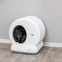 Trixie Self-Cleaning Cat Litter Box White -Zoo Plus 385706 trixie selbstreinigende katzentoilette hs 19 5