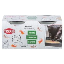 Trixie Kittis Soup Saver Pack 8 X 80g Chicken & Salmon -Zoo Plus 528599 trixie kittis soup 4x80g huhn lachs hs 03 4